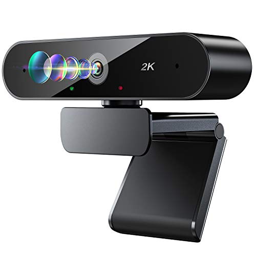 Webcam with Microphone, DEPSTECH 2K HD Web Camera with Auto Light Correction, Plug and Play USB Webcam and 90° View Angle for Desktop/Streaming/Video Calling Recording/Meeting/Online Teaching