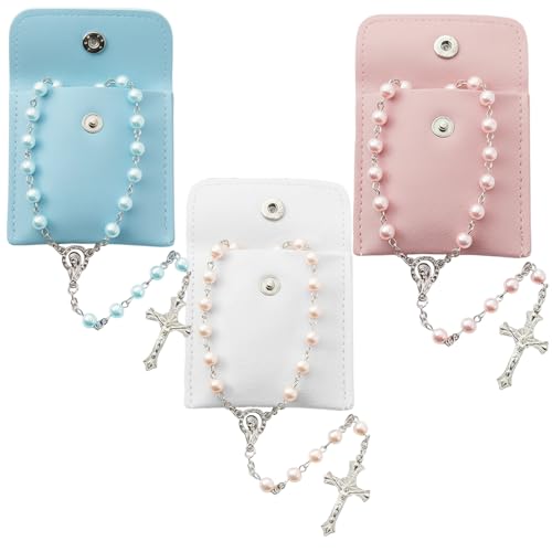 GZGRYTRC 6PCS Catholic Gifts for Women, Rosary Beads Necklace Storage Pouch, Catholic Rosary Organizer Bag for Travel and Home, Durable Fabric with Cross Design
