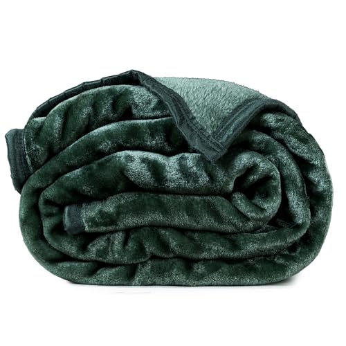 Image of ABRAZO 470 GSM Dual Season Mink Blanket 2.5 KG for AC Room & Mild Winter | Reversible Solid Color | Double Bed 220x240 cm Soft Blanket /Dohar /Quilt /Comforter - Emerald Green
