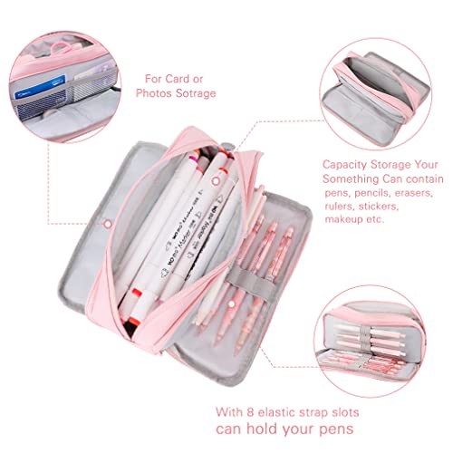 Image of iSuperb Large Pencil Case 3 Compartments Pencil Pouch Big Capacity Pencil Bag for Kids Teen Girls Boys Student School Supplies Oxford Organizer Pen Bag Cosmetic Makeup Pouch
