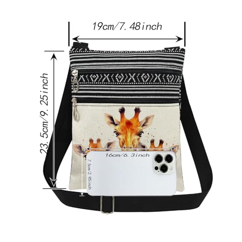Giraffe Crossbody Bag Adjustable Shoulder Strap Messenger Bag for Safari Enthusiast Women Zoo Tour Crossbody Purse Unique Mother's Day Gift Summer Celebration​​ for Friend Animal Lover2
