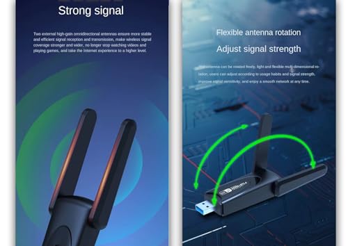 Image of Dual Band 900mbps WiFi USB Adapter with Bluetooth 5.4 | 2.4GHz & 5GHz Wireless Dongle | Driver-Free | Supports Windows 10 /11 | High-Speed USB WiFi Receiver for PC & Laptop