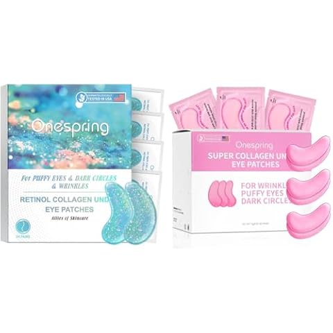 Retinol Eye Gel Pads 24 Pairs & Rose Eye Mask 30 Pairs, Collagen Under Eye Patches for Puffy Eyes, Wrinkles, Dark Circles, Anti Aging & Face Moisturizer Cover