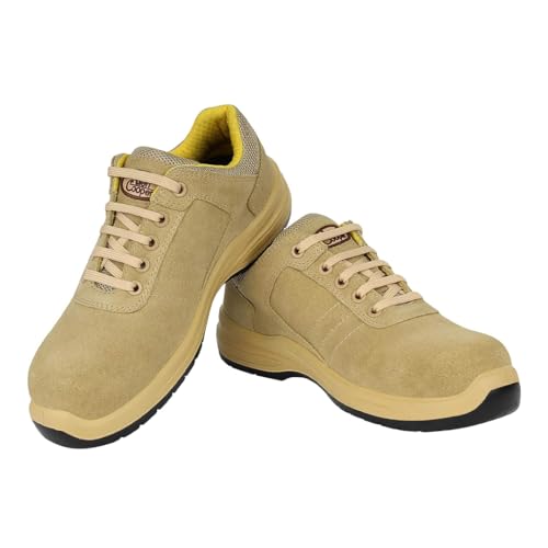 Image of AC-1581 Safety Shoe Sporty Design - C.T Buff Suede Leather - PU-D.D, D.C, Low Ankle (Camel, UK Footwear Size System, Adult, Men, Numeric, Medium, 8)