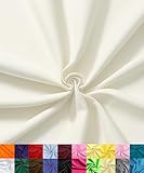 Barcelonetta | Poly Cotton Fabric for Sewing | Broadcloth Fabric | by the Yard | 60' Wide Roll | Lightweight, Breathable | Lining, Home Textile, Skirts, Tote Bags (Ivory, 2 Yard)
