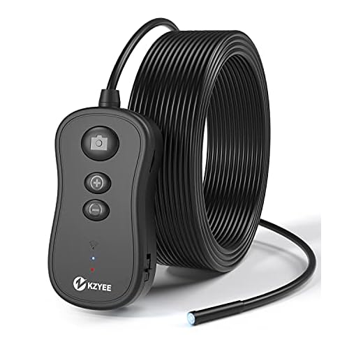 Wireless Endoscope, KZYEE 5.5mm 2.0MP 1080P HD Zoom WiFi Borescope, 2200mAh Semi-Rigid Snake Inspection Camera for Android & iOS Smartphone Tablet,11.5FT