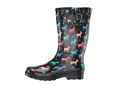 Western Chief Printed Tall Rain Boot For Women - Round Toe, Removable Insole, And Lightly Padded Footbed Dotty Goat 6 M #TOP4