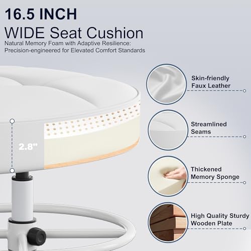 Image of Misolant Drafting Chair, Armless Tall Office Chair with Footrest Ring for Standing Desk, Small Faux Leather Executive Computer Chair with Adjustable Height for Bar Lab Counter Height Desk, White