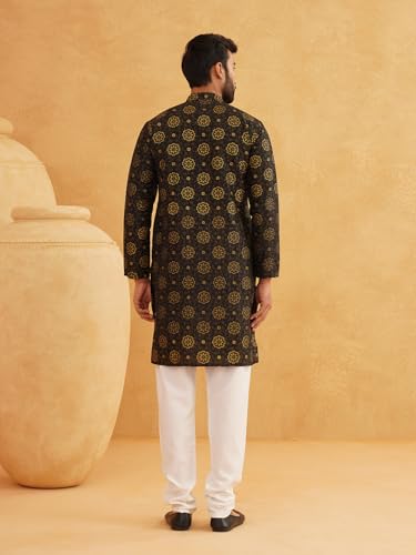 Image of SOJANYA Men's Silk Blend Printed Since 1958 Kurta Churidar Pyjama Set