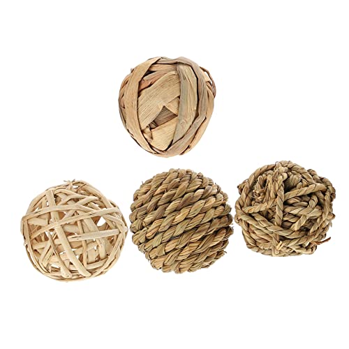 ROMISBABA 4個 ペット 草 ボール おもちゃ うさぎ ウサギ おや
