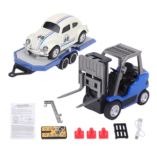 Oreilet Chariot élévateur télécommandé, échelle 1:64, Véhicule Construction RC Alliage 2,4 GHz, Jouet avec Fourche élévatrice, Chargement USB, pour Enfants et Adultes, Jeu Cadeau (Bleu foncé)