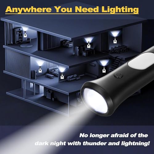 Image of ROSSEX 4 in 1 Emergency Power Failure Lights for Home, 9 Pcs Rechargeable LED Flashlight, Automatic Turn-On Power Outage Light Plug in Wall for Snow Storm Weatheready, Black