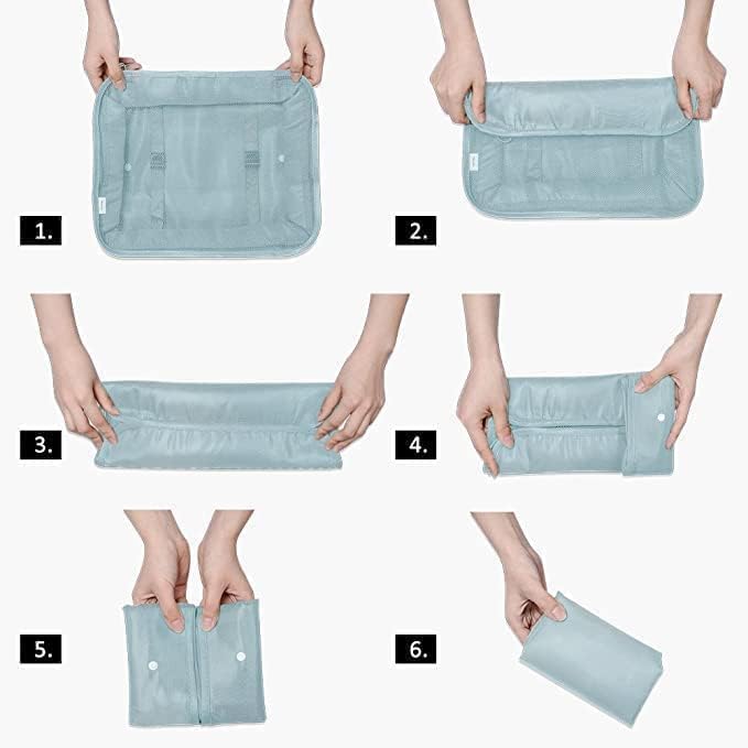 GOPINATH ECOM 7 in 1 Travel Organizer Bag Set Polyester Packing Cubes Luggage Makeup Toiletry Shoe Laundry Bag Lightweight Space Saving Sky Blue