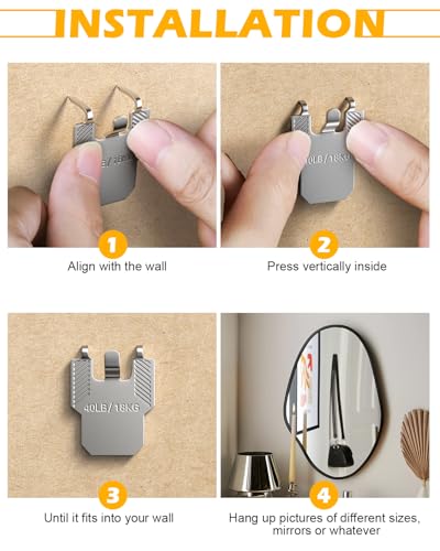 Image of Picture Hangers Claw Hooks for Drywall:20Pcs Wall Picture Frame Hanging Hooks - No Damage Heavy Duty Art Picture Mirror Photo Poster Painting Hanger Hardware Kit - Claw for Room Office Decor