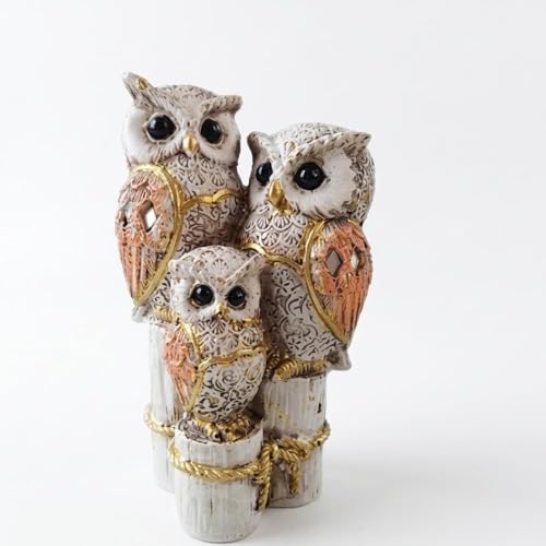 SR Jaanvi Collection Lucky Owl Statue for Good Luck | Antique Multicolour Showpiece for Home & Office Decor | Feng Shui & Vastu Good Luck Charm (3 - Owl)