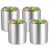 HekouJiub 4 Pack Stainless Steel Whiskey Glass 10oz Double Walled Insulated Tumbler Glasses Unbreakable Metal Drinking Cups Great Gifts for Husband Father Men Whiskey Lover, Old Fashioned