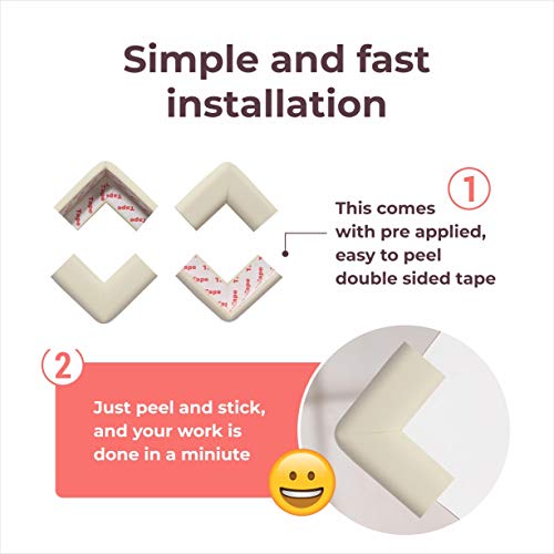 Image of BabySafeHouse 13ft White Edge Guard & 8 Corner Protector + Door Stopper | Extra Long 13ft White Edge Guard, 8 Pre-Taped Corner Guards, Monkey Shape Door Stopper for Baby Proofing & Child Safety