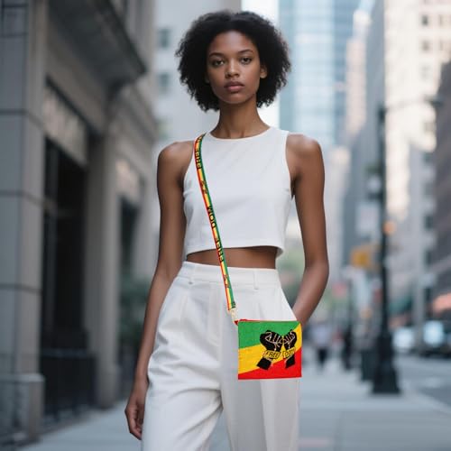 Image of Juneteenth Purse for Women Beaded Afro Freedom Crossbody Purse Shoulder Bag Black History Month African Outfit Gift
