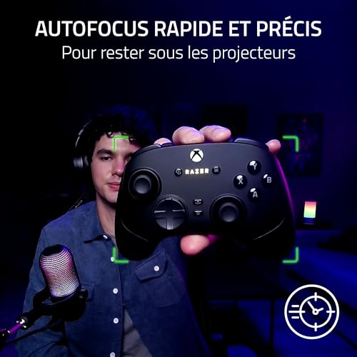 Razer Kiyo V2 X - Webcam Full HD 1080p, 60 FPS pour Les créateurs - Autofocus Rapide - Objectif Grand Angle - Micro intégré - Compatible avec Open Broadcaster Software et Xsplit | Blanc