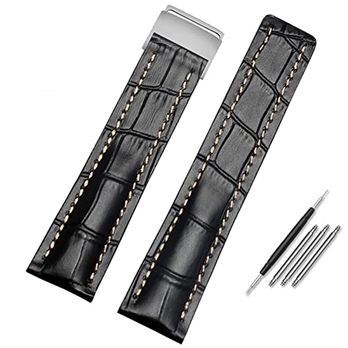 Bracelet montre cuir 22mm 24mm alligator noir marron universel