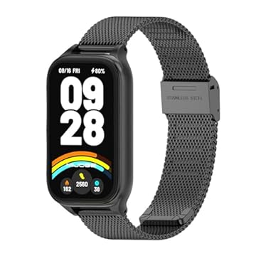 Pulseira Compatível para Xiaomi Smart Band 9 Active,Bracelete Correia de Metal para Xiaomi Mi Band 9 Active (Preto)