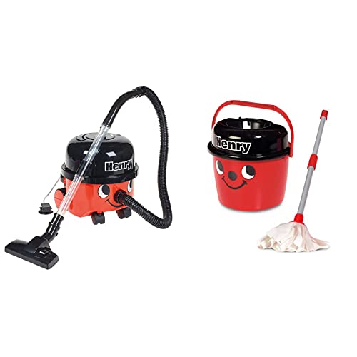 Casdon Henry Vacuum Cleaner. Toy Vacuum Cleaner For Children Aged 3+. & Henry Mop & Bucket | Branded Toy Cleaning Set For Children Aged 3+