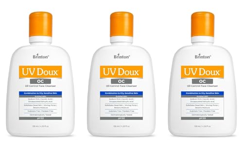 Image of Brinton UV Doux OC Face Cleanser for Oily & Acne-Prone Skin | With Encapsulated Salicylic Acid, Glycolic Acid & Sodium PCA | Unclogs Pores, Controls Oil & Improves Skin Texture | 125ml x 3