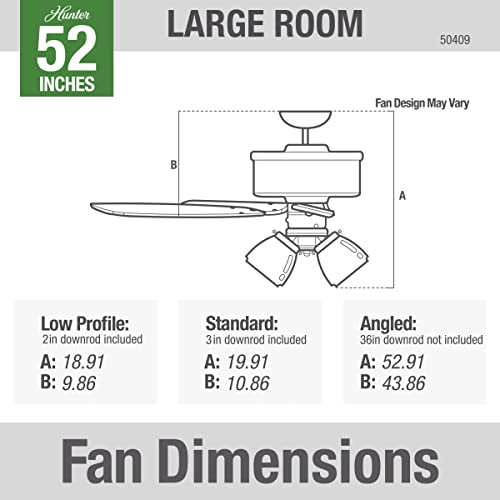 Hunter Fan Company 50409 Hunter Rustic 52 Inch Starklake Indoor or Outdoor Ceiling Fan with 3 LED Edison Bulbs, Pull Chain Control, and Quiet 3 Speed Motor, 52, Natural Iron finish - Image 5