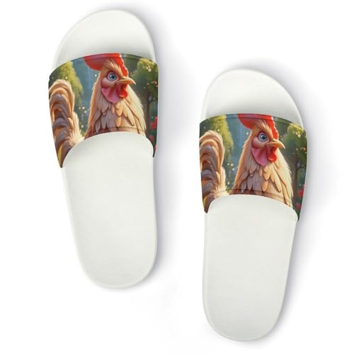 Cute Chicken Rooster Funny House Sandals Non Slip Shower Slippers Quick Drying Bathroom Shoes for Women Men