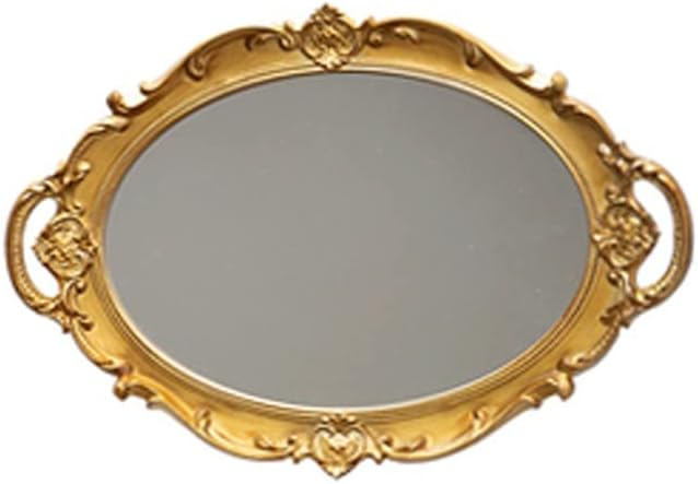 European Tray Cosmetic Perfume Storage Plates Perfume Retro Vanity Tray for Display Jewelry Dresser Decor (Color : Gray)