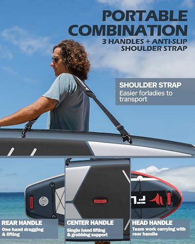 11'6x35'' Extra Wide Inflatable Paddle Board, 450lb Capacity Stand Up Paddle Board for Adults (x3), Stable Inflatable SUP, All Skill Levels, 3 Handles, 100L Backpack, 3PCS Paddle, 5L Dry Bag - Image 4