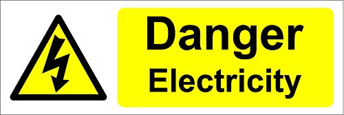 Image of Danger electricity Safety sign - Self adhesive sticker 150mm x 50mm