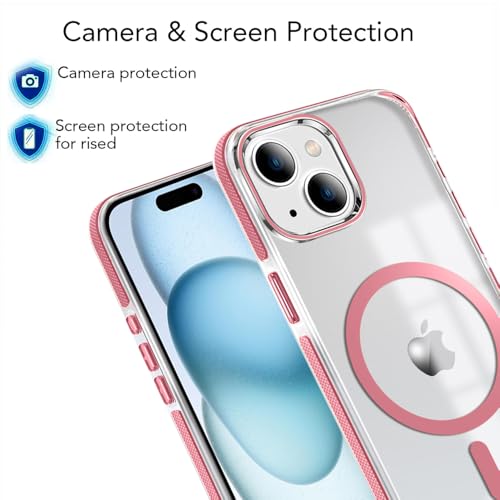 Image of MINTZZ ️ for iPhone 14 Case, Compatible with MagSafe, Military-Grade Protection, Yellowing Resistant, Scratch-Resistant TPU Back, Magnetic Phone Case (Pink, iPhone 14)