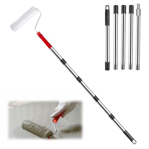 Spiked Roller self Levelling Tools 230mm Spiked Roller with 15mm Teeth with an Extended Detachable and Thickened Rod Spiked Roller Flooring Aeration Roller Self Levelling Tool(9 Inch Teeth 3/5 Inch