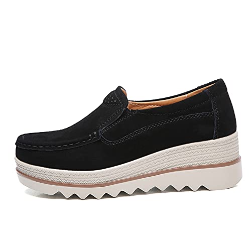 Image of YING LAN Women Slip On Loafers Comfort Suede Moccasins Wide Low Top Shoes