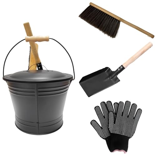Seau à cendres en métal noir mat haute résistance avec accessoires