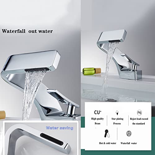 Grifo de lavabo cascada monomando latón QYYZTQY sin salpicaduras 6
