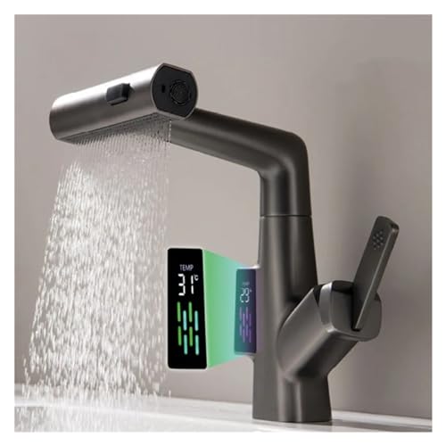 Mélangeur eau chaude froide cascade blanc à affichage de température