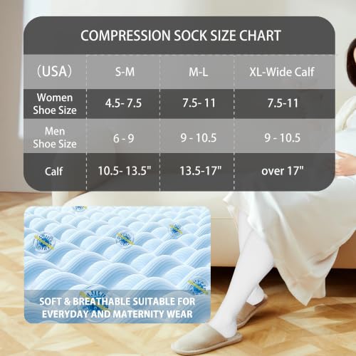 Image of LEVSOX Cotton Compression Socks for Women&Men 20-30mmHg Knee High Cute Support Sock for Nurses Pregnancy Travel