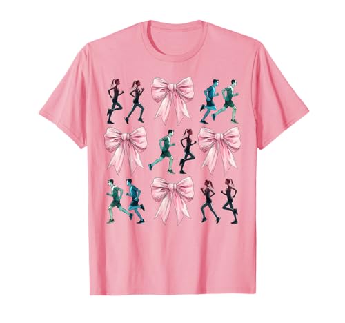 Coquette Bow Running Runner Maratona Rosa Festa della Mamma Mamma Maglietta