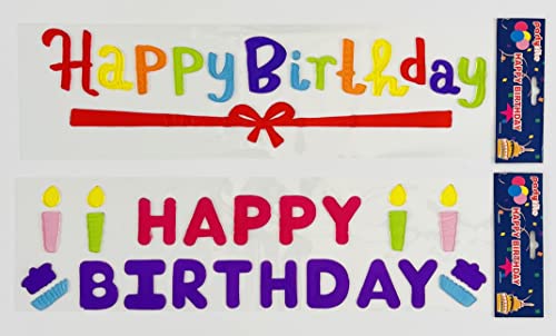 Happy Birthday Window Gel Cling Stickers Party Supplies Decorations Decals Mirrow Glass for The Home and Office Windows: Happy Birthday Designs