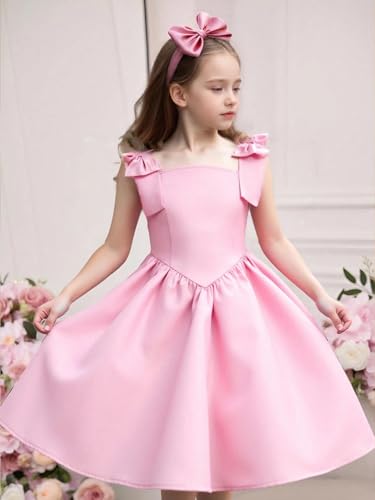 MCieloLuna Elegant Girls Princess Party Dress Satin Flower Girl Dresses for Wedding Knee Length Birthday Mini Gown2