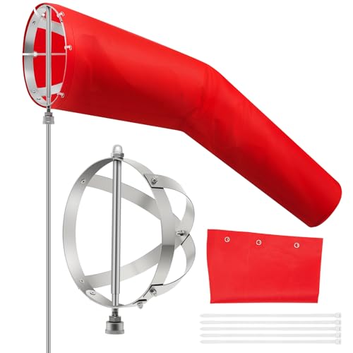 Threlaco 1 Set Airport Windsock,8x36 Wind Socks,Red, Aluminum Frame