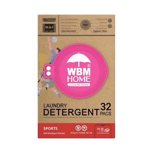 WBM Laundry Detergent Pods, Autumn Scent – 32 Pods in Recycleable Packaging for 10x Ultra Power Cleaning, Odor Defense for Activewear & Sports Shirts