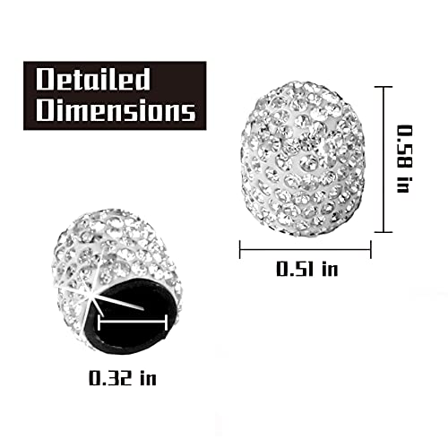 Justtop 4 Pack Handmade Crystal Rhinestone Tire Valve Stem Caps, Wheel Tire Valve, Attractive Dustproof Bling Car Accessories, Universal For Cars, Trucks And Motorcycles-White #TOP2