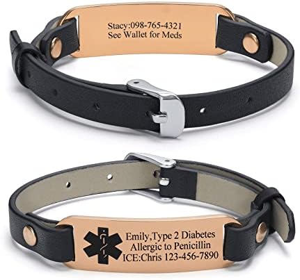 VNOX Medical Alert Bracelets for Men & Women Kids with Free Engraving Adjustable Stainless Steel Mesh Emergency Medical ID Bracelets Wristband