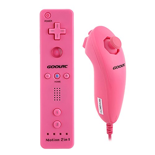 HAOTING Wired Nunchuck et télécommande avec Motion Plus pour Nintendo Wii avec détail Paquet Rose Cover