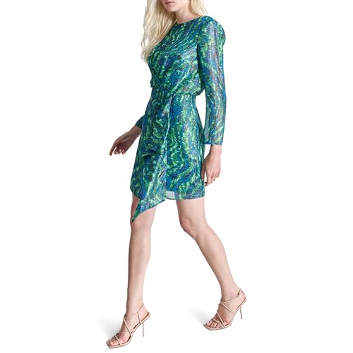 Image of DKNY Women's Long Sleeve Side Tie Mini Sheath Dress