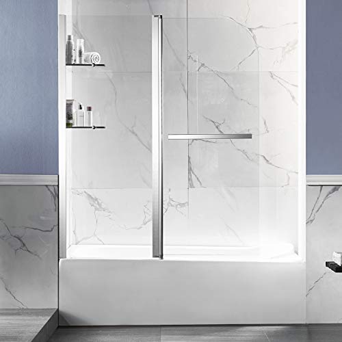 Anzzi 58 X 48 Inch Frameless Tub Shower Door In Brushed Nickel | Galleon Water Repellent Glass Shower Door With Seal Strip Parts And Handle | 1/4 Inch Glass Hinged Bathtub Shower Door | Sd-Az054-01Bn #TOP14