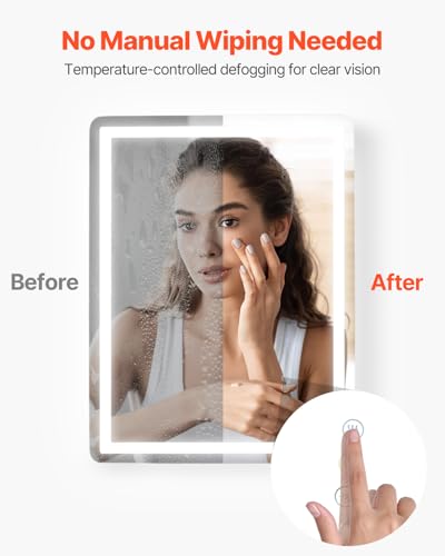 Miroir LED rétroéclairé VEVOR intensité variable 60x80cm